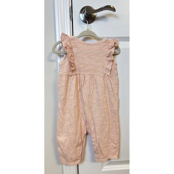NORDSTROM Ruffle Romper Button Down Sleeveless in Pink Size 6 Months - Picture 3 of 3
